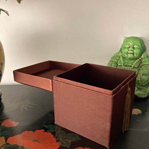 Chocolate Brown Satin Cover Box for Jewelry, Accessories, or Keepsakes - Picture 5 of 6